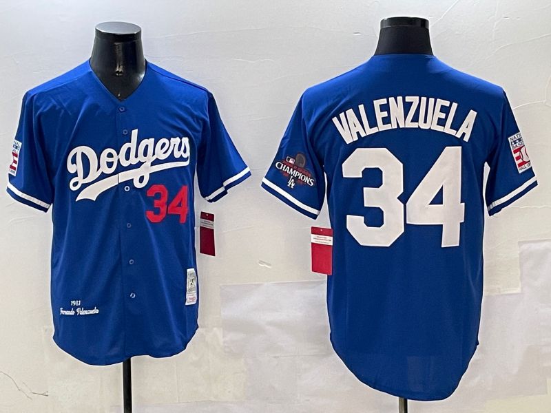 Men Los Angeles Dodgers #34 Valenzuela Blue Throwback Game 2025 Nike MLB Jersey style 3131->los angeles dodgers->MLB Jersey